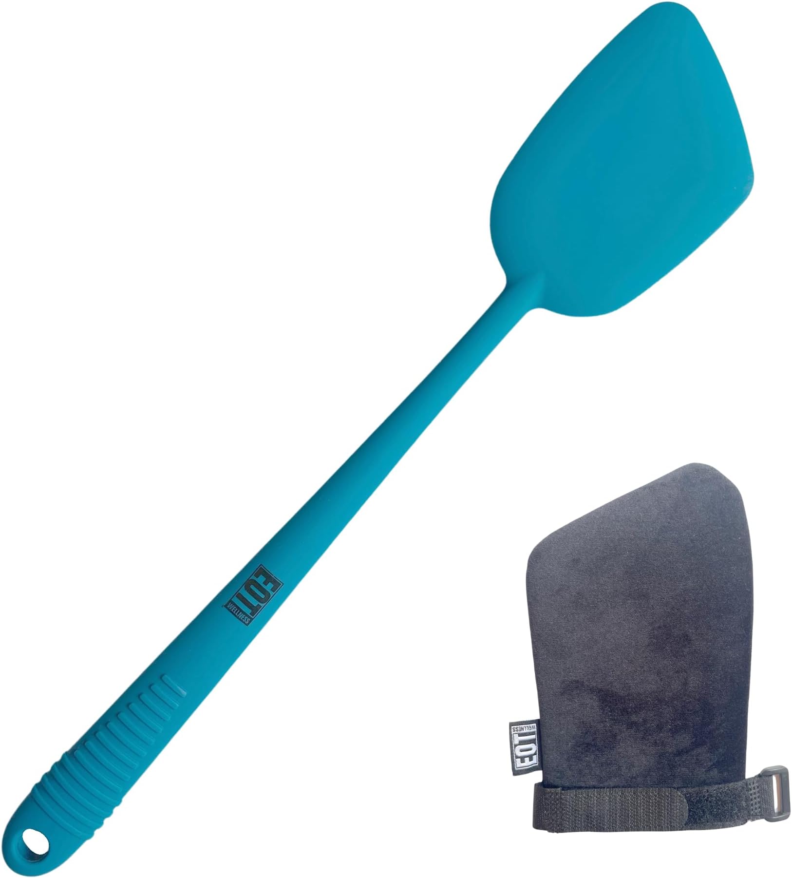 Bendable Lotion Applicator for Back & Body (Microfiber Mitt Included) - Sunscreen, Self Tanner, Medication, Body Lotion Applicator for Back, EOT Wellness (Blue)