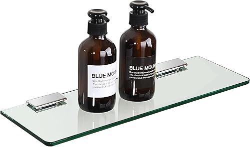 SAYAYO Estantes de vidrio flotante para baño, estante de vidrio templado para pared de 15 x 5 pulgadas, 1 unidad, transparente