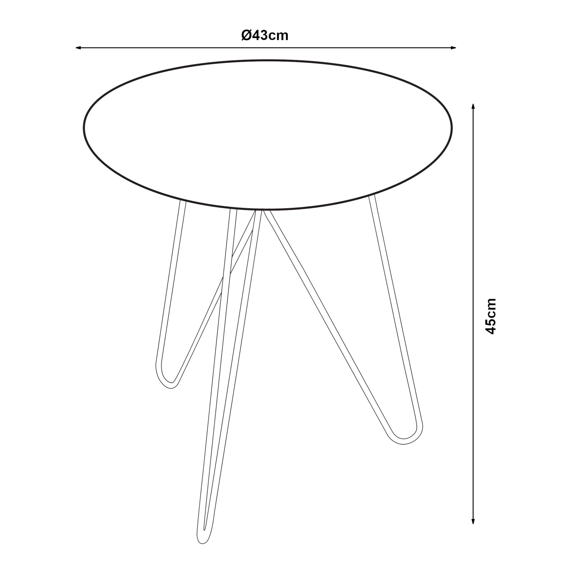 [en.casa] Tavolino Laterale con Gambe a Forcina Hairpin Tavolino da Caffè a Piano Rotondo 45 x Ø43 cm in Metallo per Soggiorno Salotto Camera da Letto - Blu Opaco