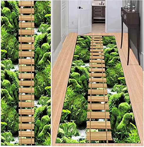 BAYUE Läufer Teppich Lang Flur rutschfest Waschbar 40X80CM,Modern Küchen Teppich Polyester Dauerhaft, Schlafzimmer Muster Carpet, für Wohnzimmer Büro Esszimmer, Anpassbar Teppichläufer Meterware Cover