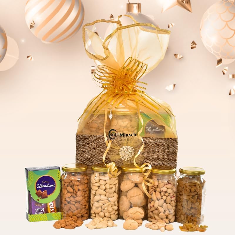 Image of NUTRI MIRACLE Dry Fruits Gift Hamper for Lohri Festivity | Colourful Holi Celebration Box for Gifting