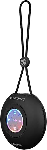 ZEBRONICS County 6 Portable Bluetooth Speaker, 3 Watts, Upto 12 Hours Playback, BTv5.3 | TWS, Multicolour LED, Call Function, Compact Design, Carry…