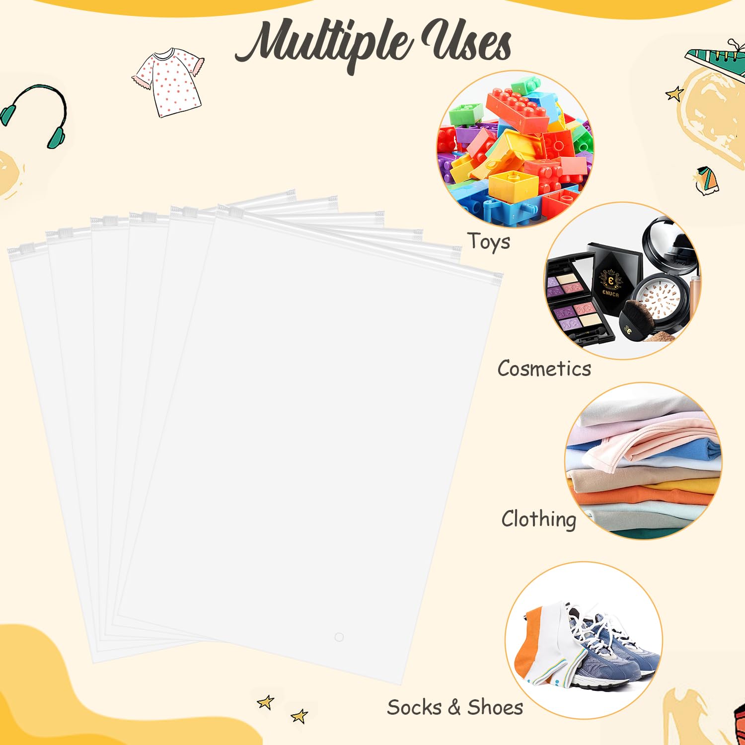 30 Sacchetti Porta Abiti In Plastica Satinata Con Cerniera | Traslucidi 28x40 Cm | Organizer Da Viaggio Per Camicie E Pantaloni