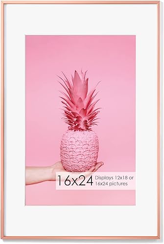 Miniatura 480 de Fun Memories Portarretratos de metal de 16 x 20 pulgadas con paspartú de 11 x 14 pulgadas, acabado de aluminio cepillado, parte delantera de vidrio