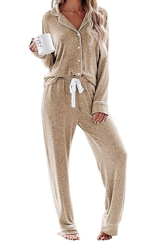 Women's Pajama Sets Long Sleeve Button Down Sleepwear Nightwear Soft