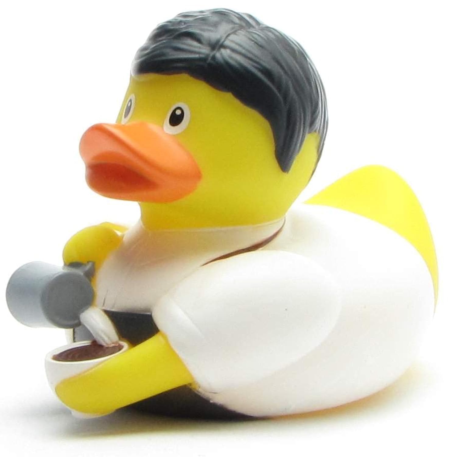 Bath Duck Barista I Squeaky Duckle I L: 10 cm I Includes Bath Duck Keyring in Set