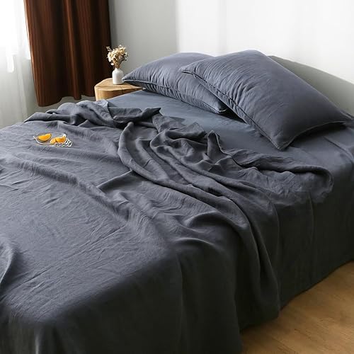 S VICTORY SYMBOL - Juego de sábanas 100% de lino natural francés, ropa de cama ultrasuave, duradera y lujosa, lavado de piedra, 4 piezas (color S VICTORY SYMBOL - Juego de sábanas 100% de lino natural francés, ropa de cama ultrasuave, duradera y lujosa, lavado de piedra, 4 piezas (color