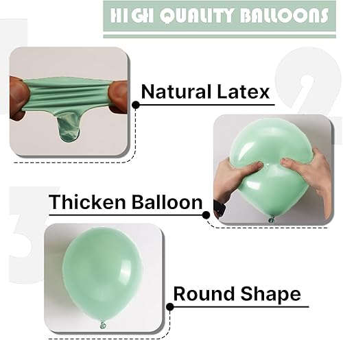 Miniatura 6 de PartyWoo - Globos de látex, en color verde menta pastel, 50unidades de 5pulgadas, para decorar guirnaldas, fiestas, cumpleaños, bodas, fiesta de