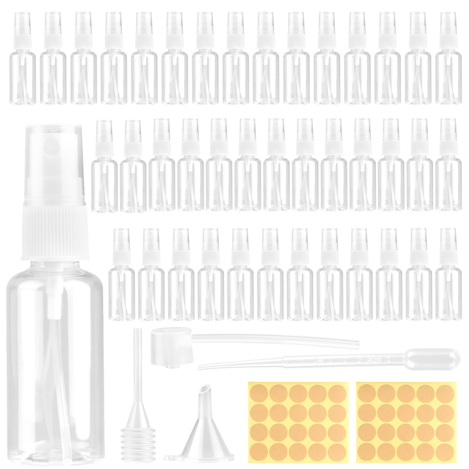 RVLZKCPG 40 Pcs Small Spray Bottle Set, 30ml Plastic Mini Spray Bottle, Transparent Fine Mist Spray Bottle, Refillable Travel Empty Spray Bottle for Cosmetics Liquid, Perfumes, Alcohol