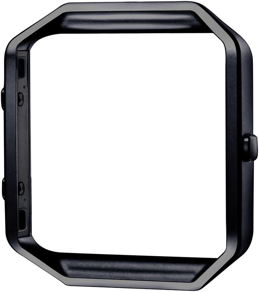 KADES Genuine Leather Retro Cowhide Bands with Stainless Steel Frame Compatible for Fitbit Blaze Smart Watch, Coffee Band+Black Frame(Silver Clasp)- Large
