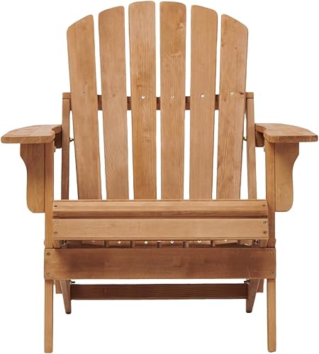 Miniatura 6 de Oversize Wooden Outdoor Folding Adirondack Chair with Pre-Assembled BackRest & SeatBoard, Wood Patio Chair for Garden Backyard Porch Pool Deck