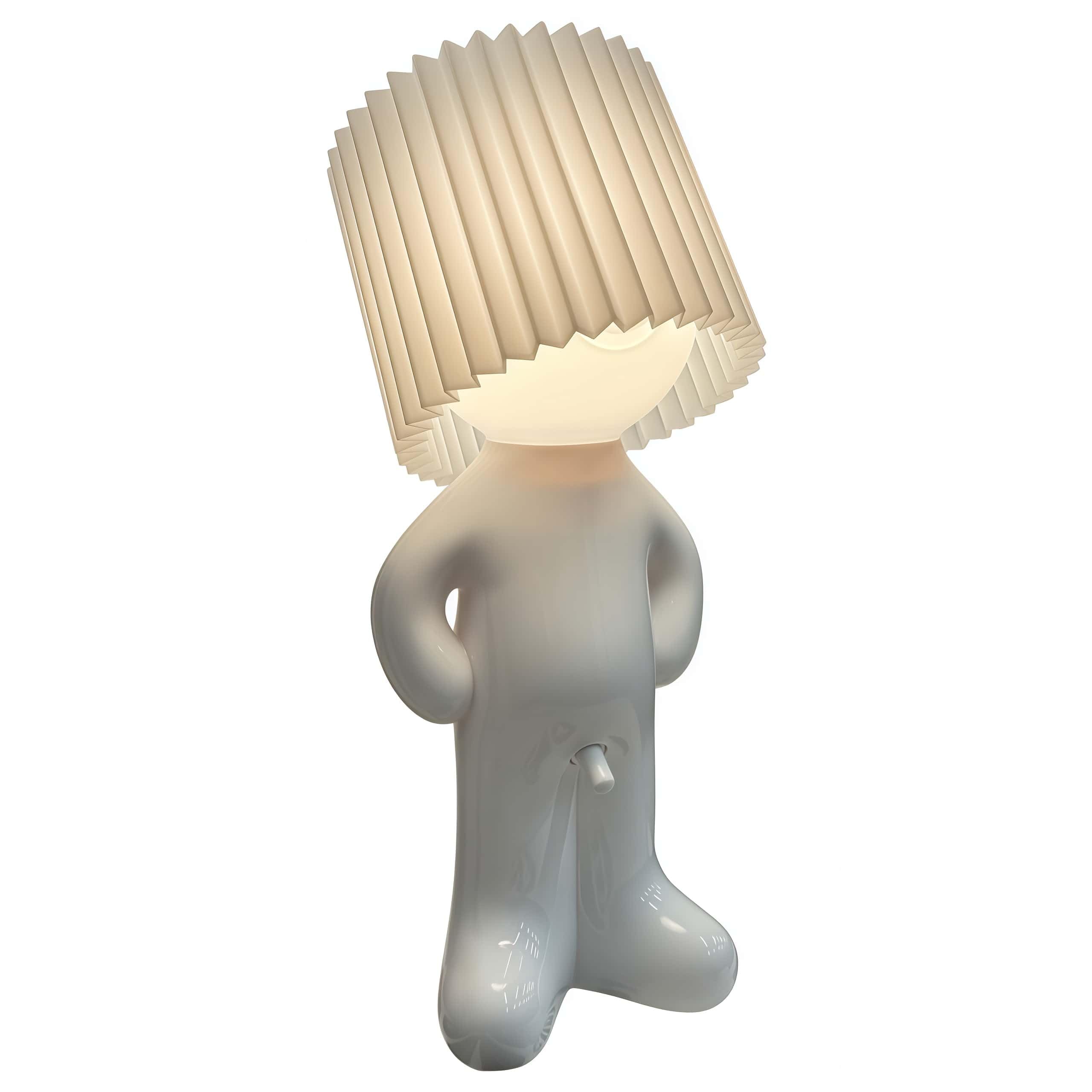 Lunikon Larry the Lamp—LED Nachtlicht Shy Man Figur Kreative Tischlampe Dekorative Nachttischlampe für Büro und Schlafzimmer (Weiß)