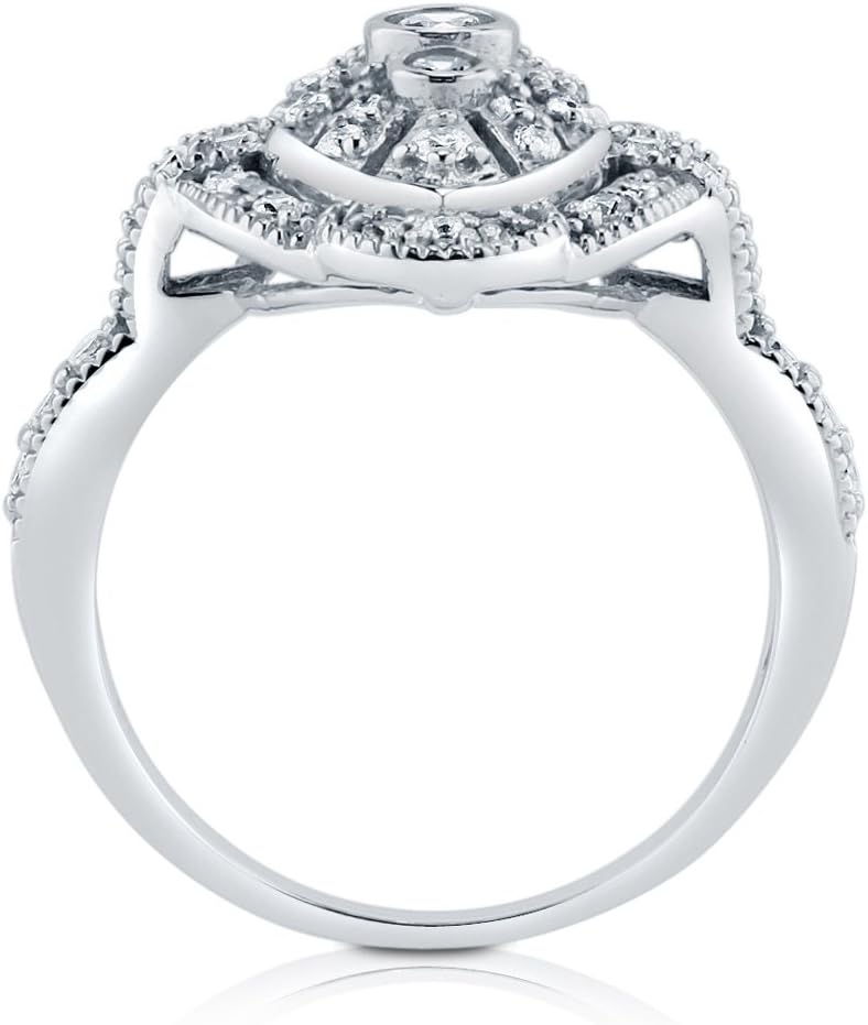 BERRICLE Sterling Silver CZ Navette Statement Cocktail Rings for Women, Art Deco Cubic Zirconia Ring - Image 5