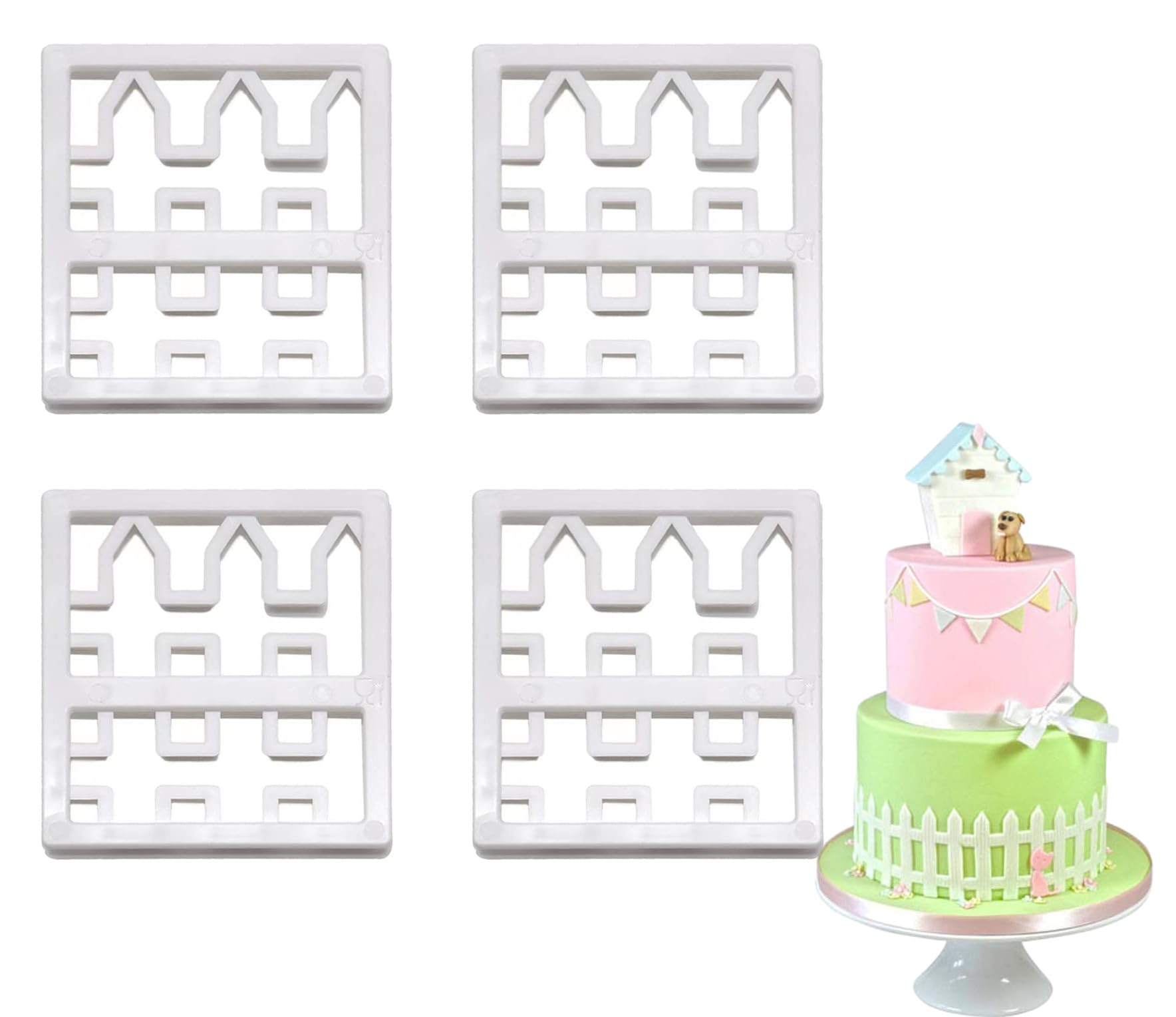 Sweet seven Versatile Plastic Fence Fondant Cutters Set for Creative Baking | Cake & Cookie Molds for Home & Coffee Shop | Easy Fondant Cake Cutting | 4 Pcs