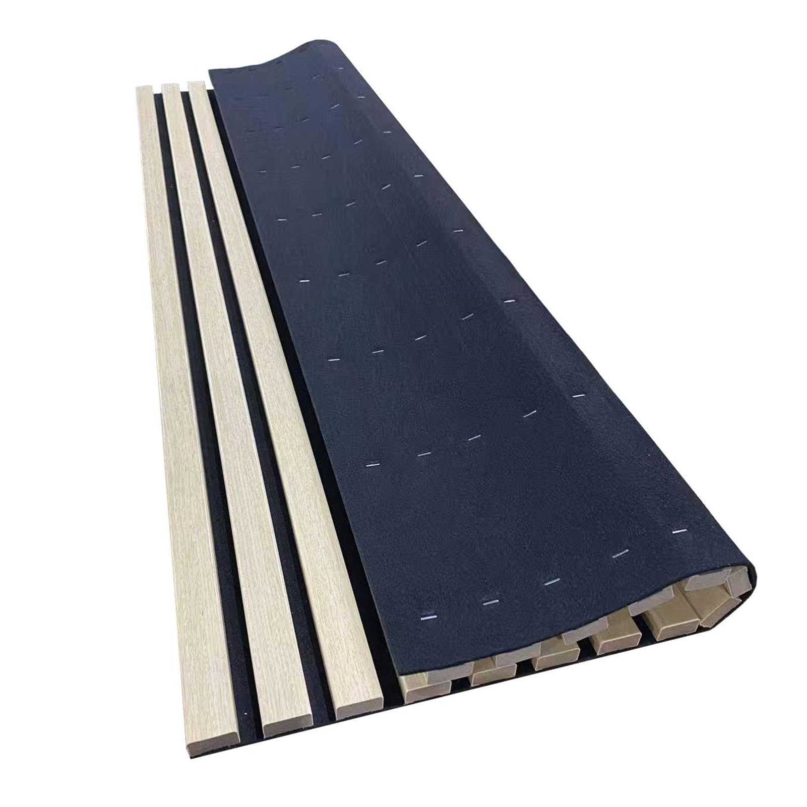 Listwy ścienne z Paneli Drewnianych, Karbowany Akustyczny Panel | Konstrukcja MDF PET Eucalyptus, 47,24x23,82 cala na panel, do biura kina domowego, redukcja szumów i nowoczesne wykończenie
