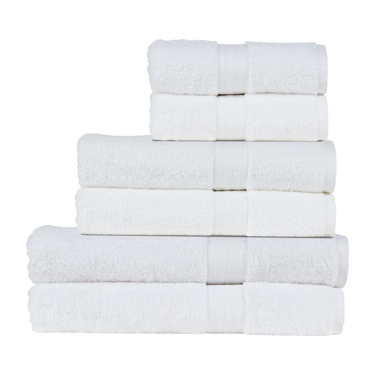 Christy Renaissance Family Towel Set | White | 100% Egyptian Cotton Pile | Luxuriously Soft and Super Absorbent | 675 GSM | 2 Bath Sheets 2 Bath Towels 2 Hand Towels