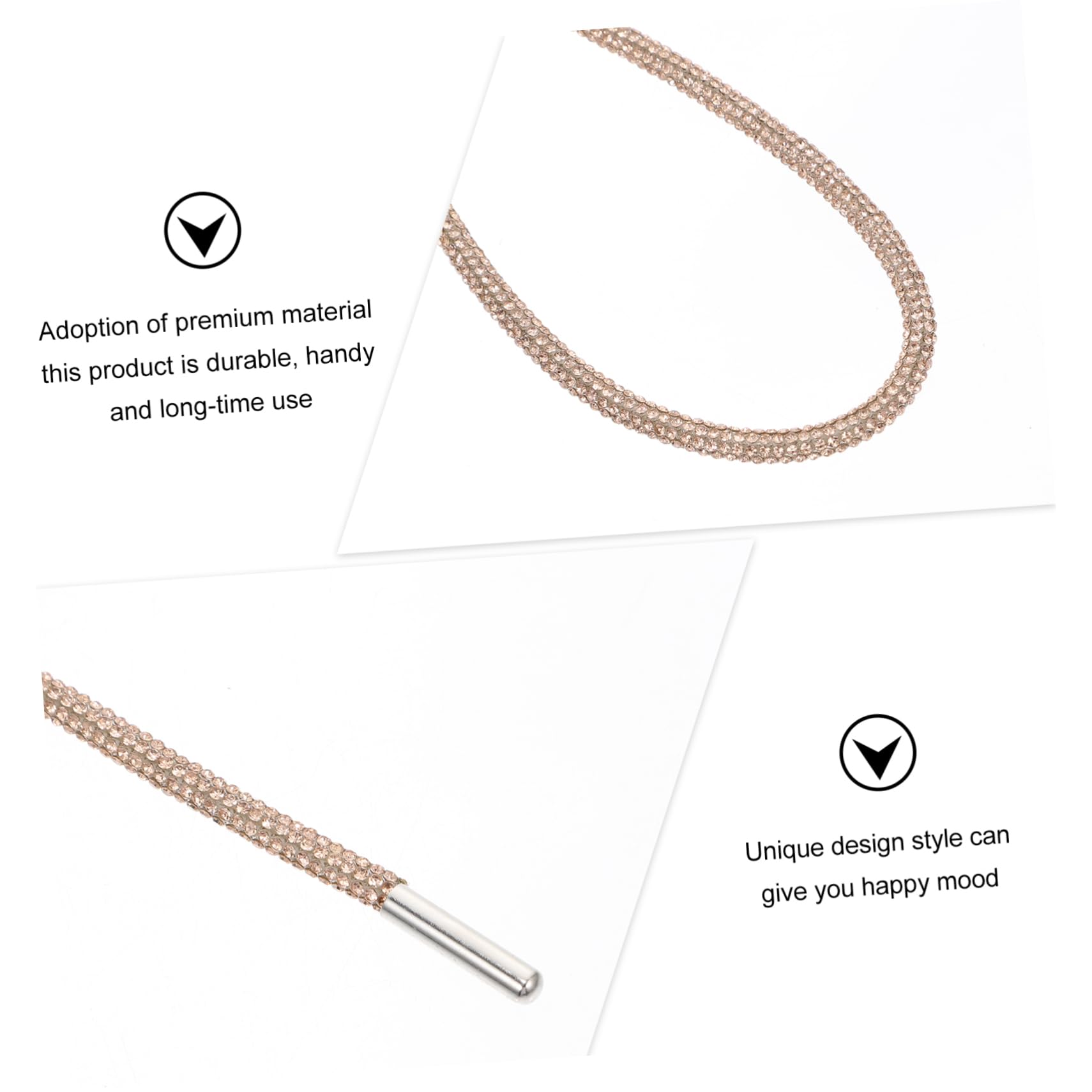 8piezas Cordones Decorativos Brillantina Accesorios Elegantes Para Zapatillas De Mujer Champán