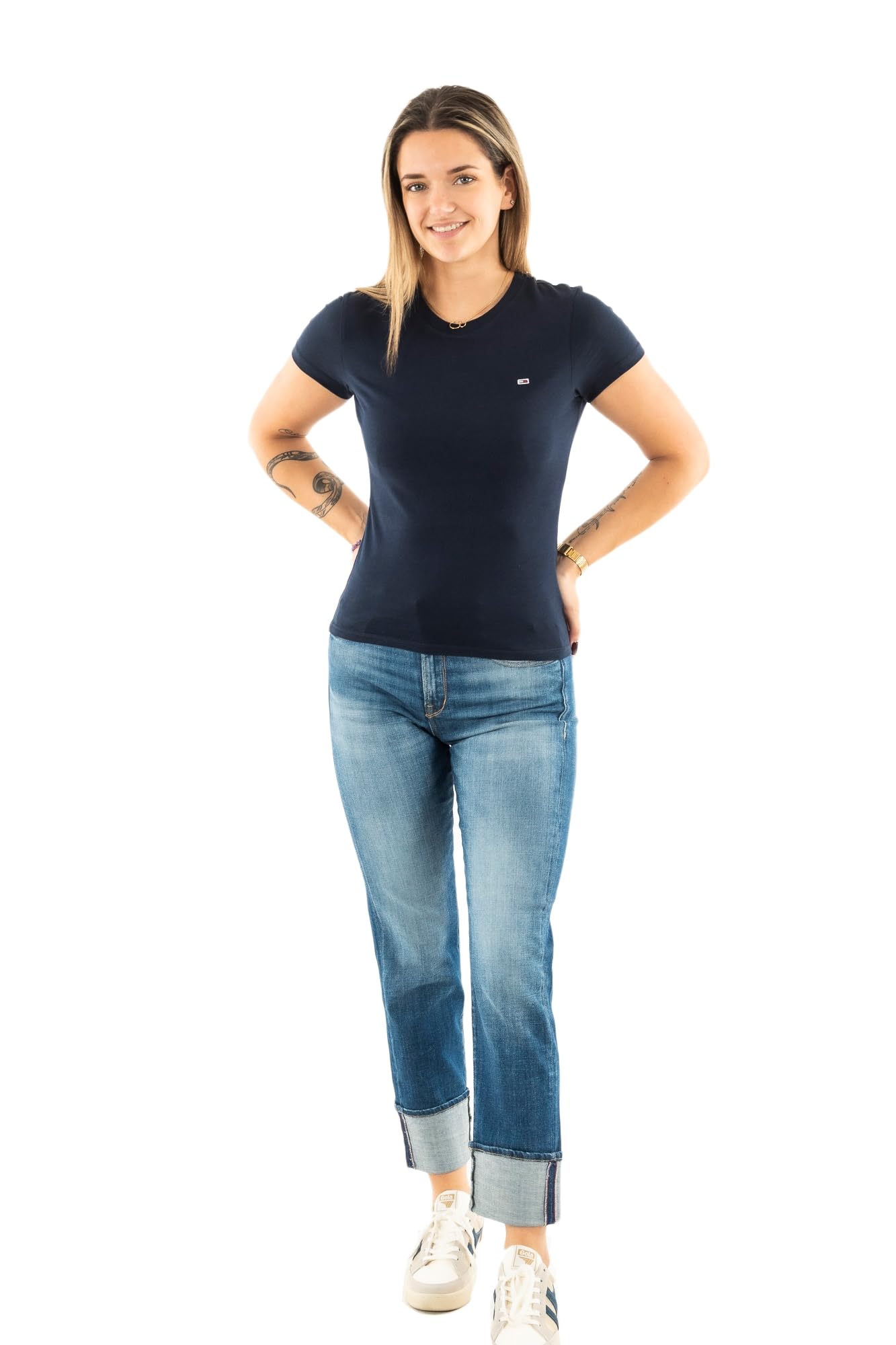 Tommy Jeans Damen T-Shirt Kurzarm Slim Rundhalsausschnitt