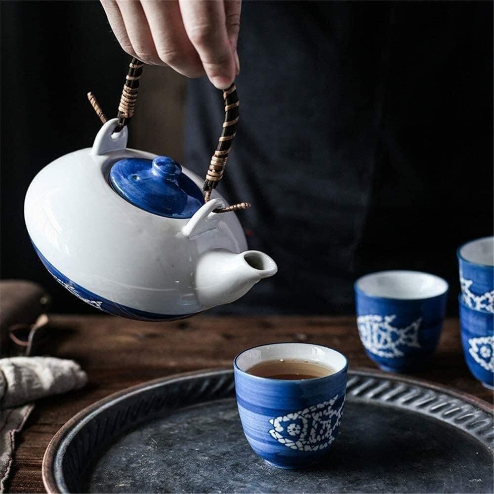Zestaw Do Herbaty 5 Sztuk Europejskie Ceramiczne Zestawy Do Herbaty Zestaw Filiżanek Kawy Styl Japoński Czajniczek Z Uchwytem Akcesoria Kuchenne