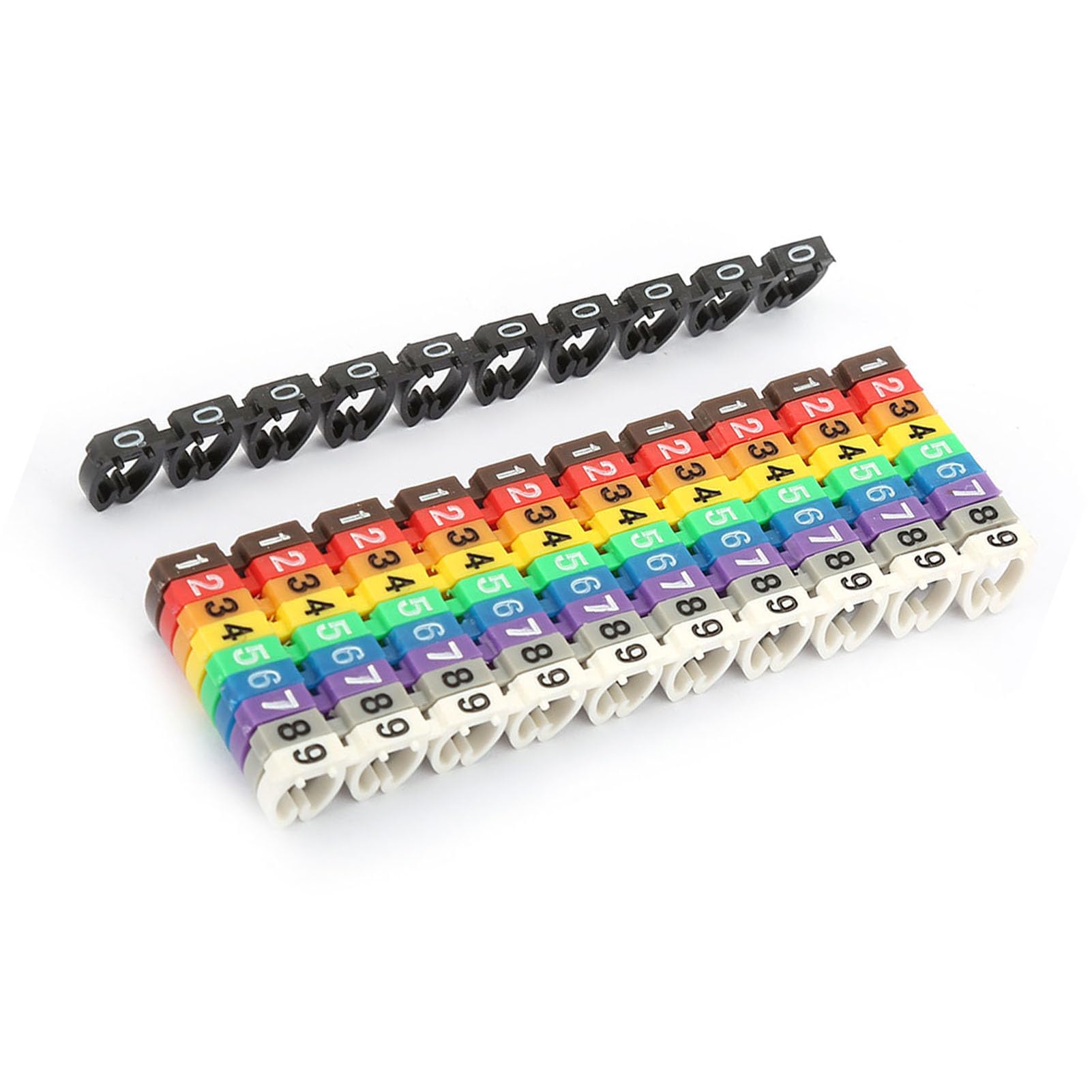 Drahtetiketten, Kabeletiketten, Drahtetiketten, elektrische digitale Zahlen, Röhren, Drahtetiketten, elektrische bunte Drahtmarkierer, 0–9 Drahtnummern-Etiketten, 100/150 Stück optional
