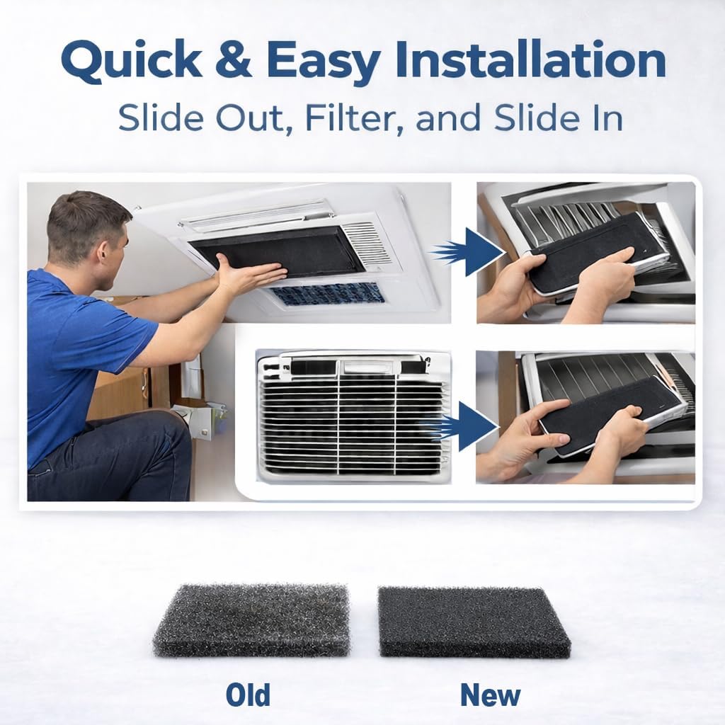 RV Air Conditioner Foam Filter Replacement 6798A3761 Compatible with Coleman and Winnebago RV AC Units 15 x 15 x 1/4 Inch (4 Pack)Thickened Washable High Density Foam Air Filter Replaces 108892-01-703