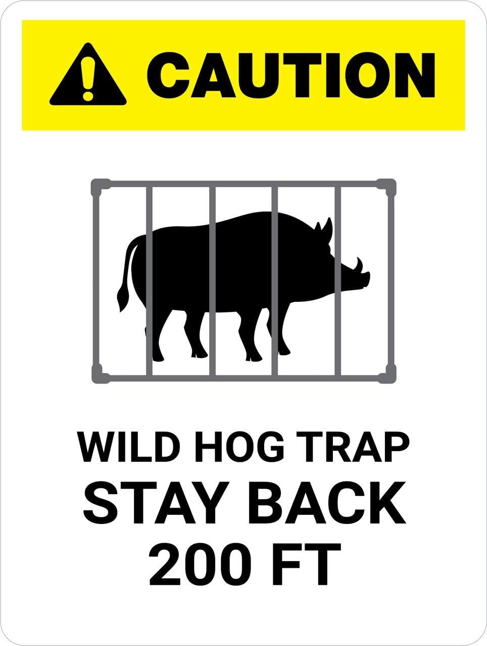 Wild Hog Trap Stay Back 200 Ft with Icon White Portrait - Wall Sign Sign Board Water Proof singnature Board Water Proof Board (Foam Board) | Wall Stickers