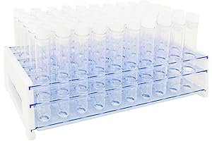 Complete Package 50 Pieces Clear Plastic Test Tube Rack with Caps Storage