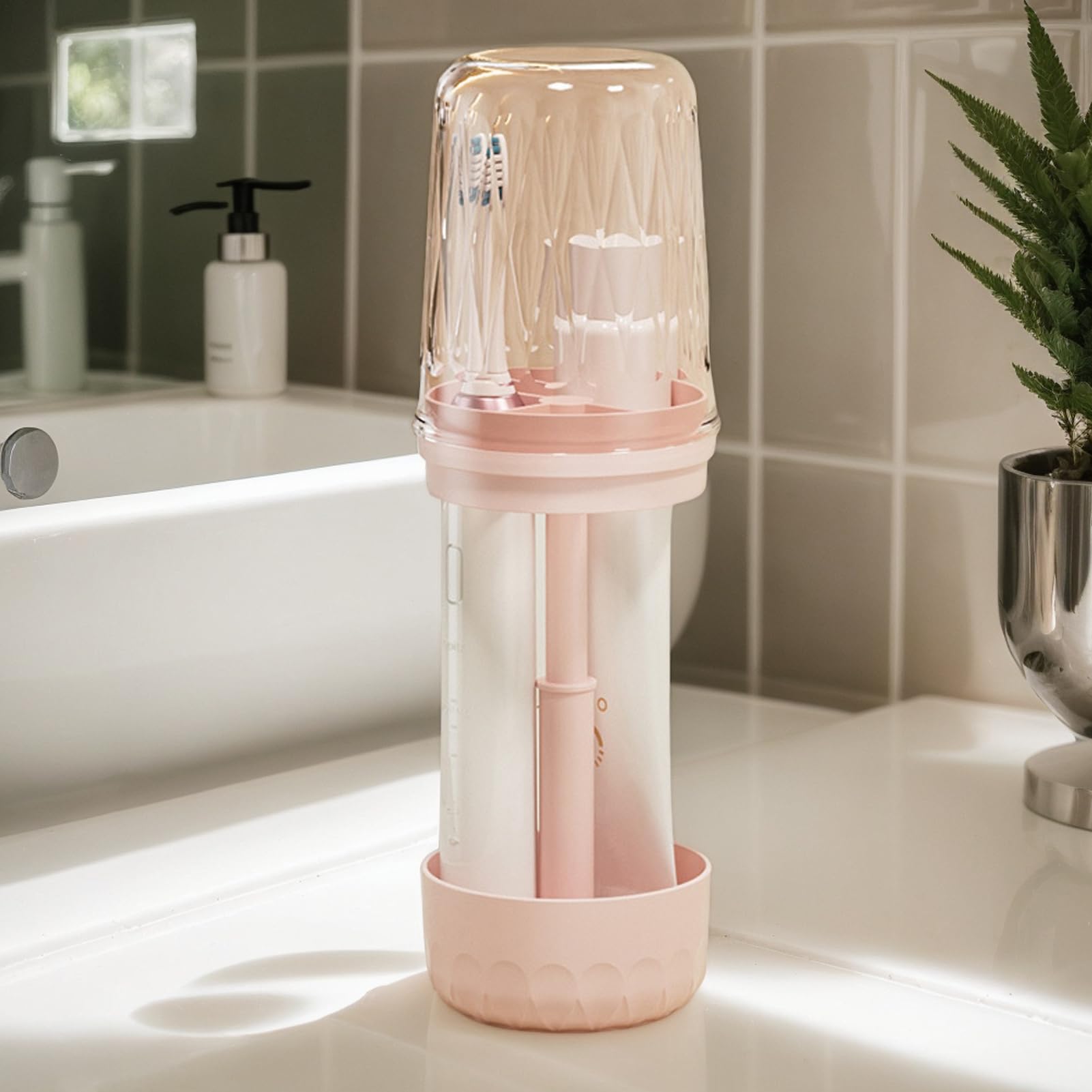 Estuche de Viaje para Cepillo de Dientes A Prueba de Polvo y Gran Capacidad | Soporte para cepillo eléctrico para encimera de baño para Hogar, Vacaciones, Familia, Estudiantes,