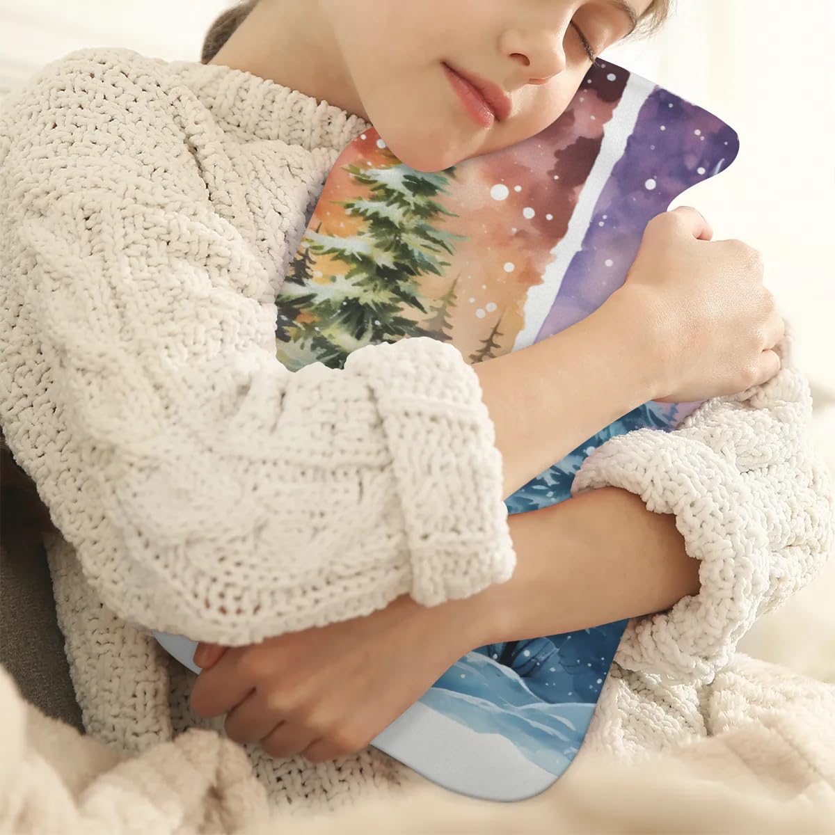 Hot Water Bottle with Soft Cover,2L Abstract Tree Hot Water Bag for Hot and Cold Compress, Hand Feet Warmer, Bright Tree Rubber Hot or Cold Water Bottle Halloween Christmas Decorations