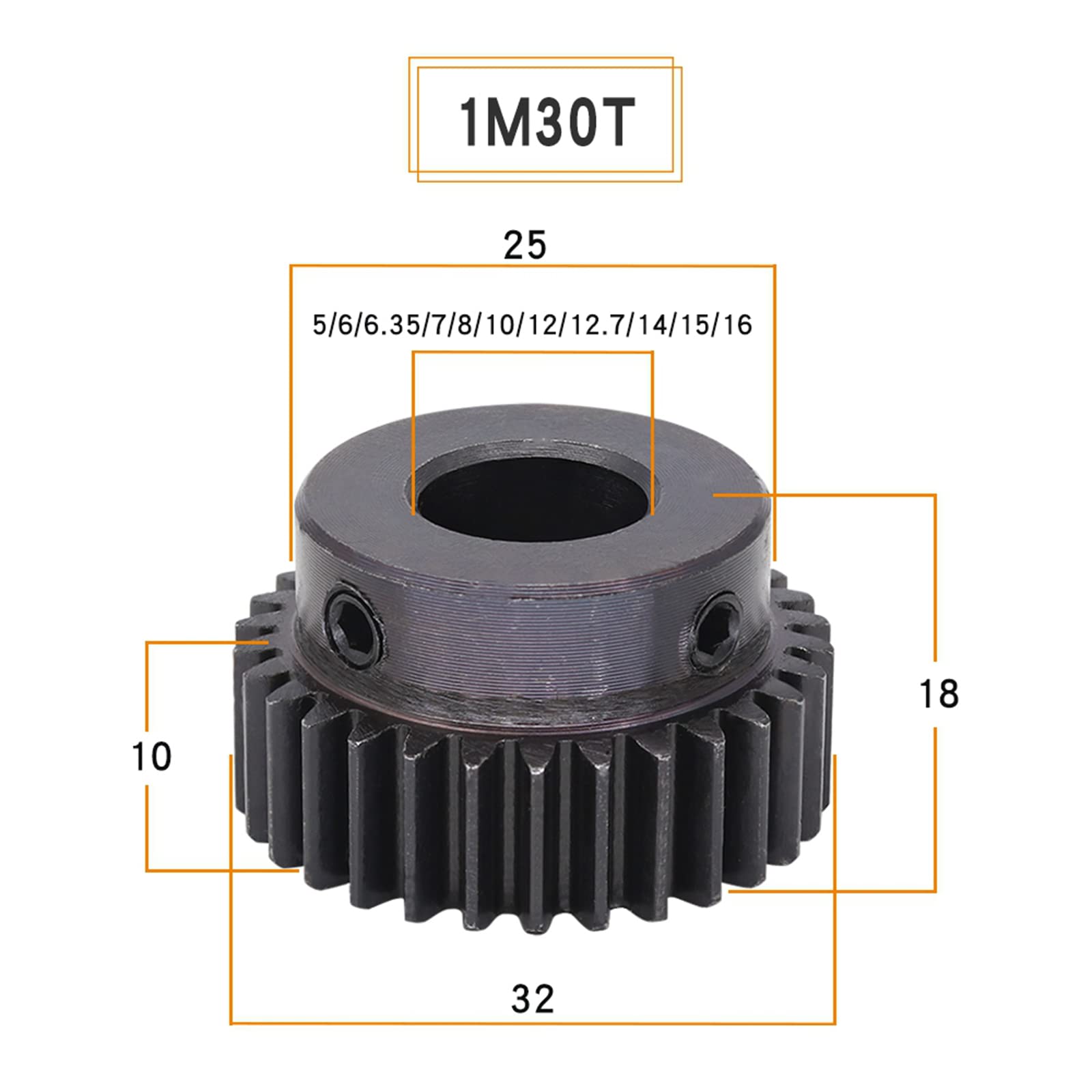 Ingranaggio Cilindrico In Acciaio Al Carbonio - 1 Modulo, Diverse Misure Denti Per Trasmissione Potenza - Foto 8