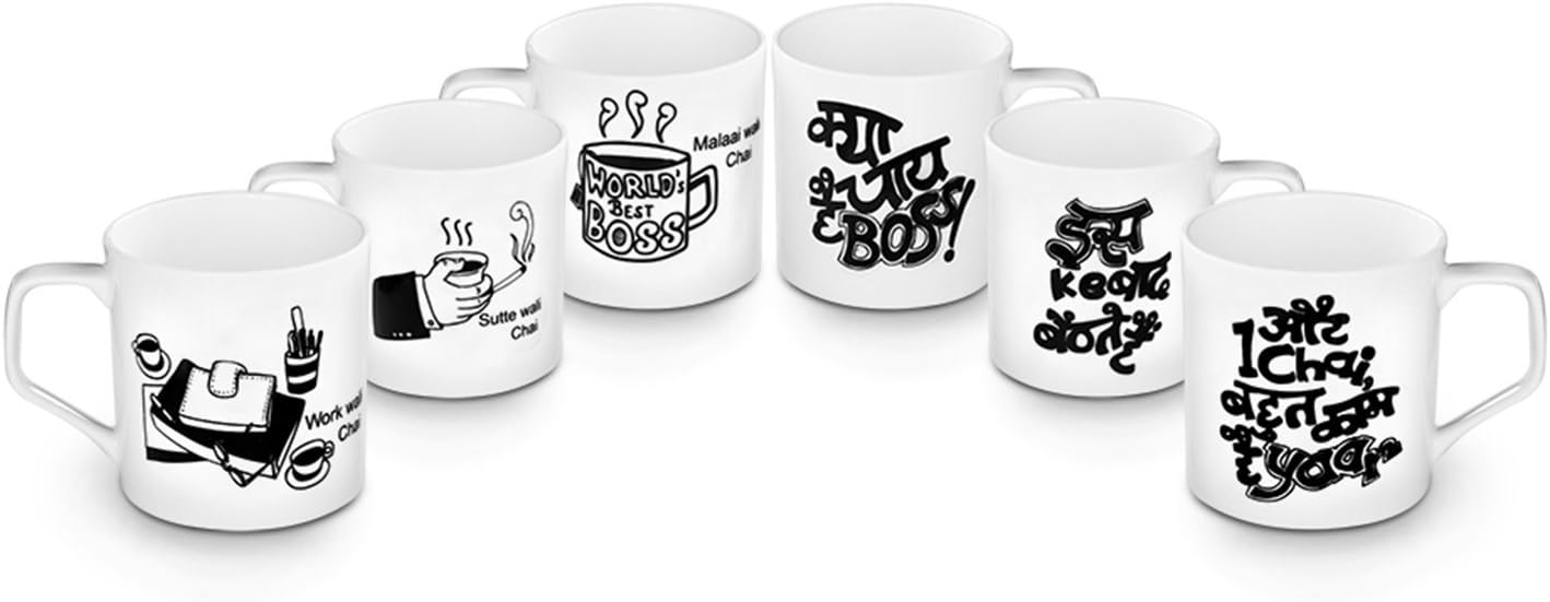Happily Unmarried Office Wali Chai Mugs, Set Of 4