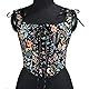 Vxcbad Französisch inspiriertes Retro-Vest mit vorderer Bindung und U-Ausschnitt sowie Blumenmuster - Damenkorsett Top in Schwarz (Größe M)