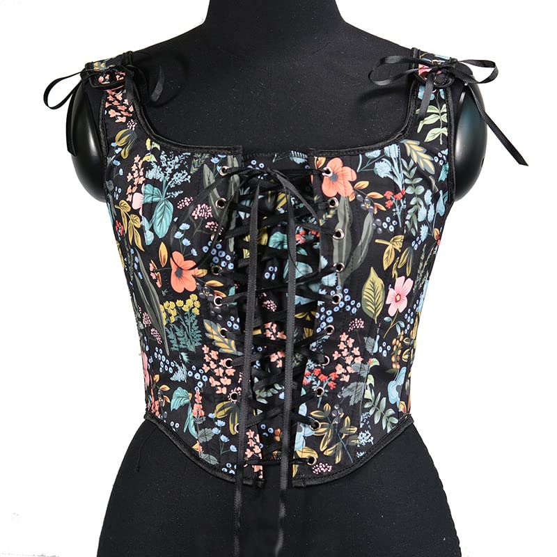 Image of CONCINEROS Women's Summer Vintage Floral Renaissance Corset Top for Women Y2k Tops Sleeveless Drawstring Crop Top
