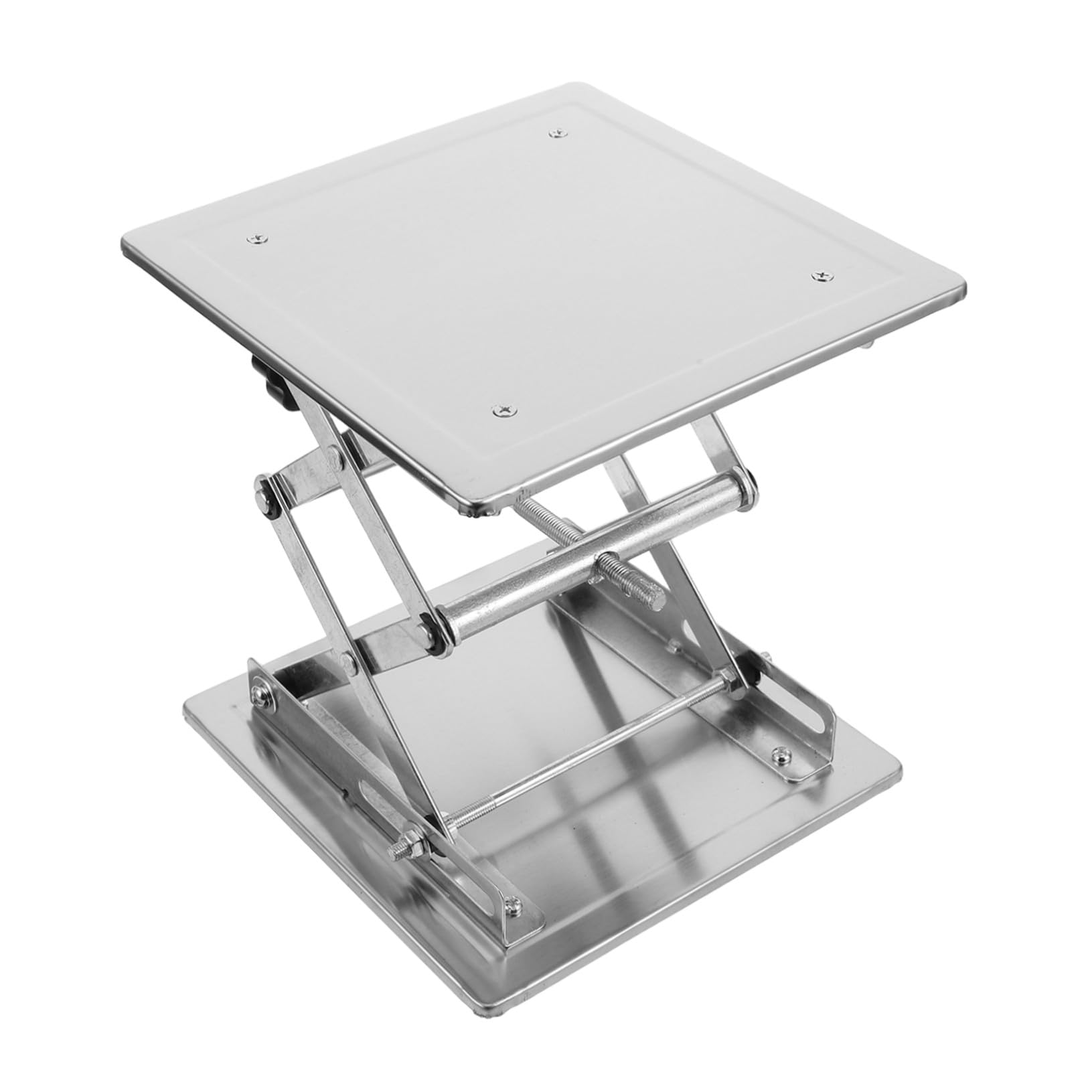 KOMBIUDA Plataforma Elevadora de Laboratorio Ajustable Gato de Mesa de Acero Inoxidable 200x200mm Soporte Manual para Experimentos Científicos