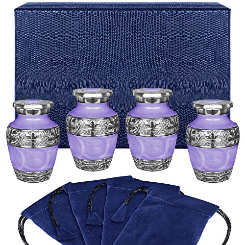 Eternal Peace Lavender Small Keepsake Urns for Human Ashes - Set of 4
