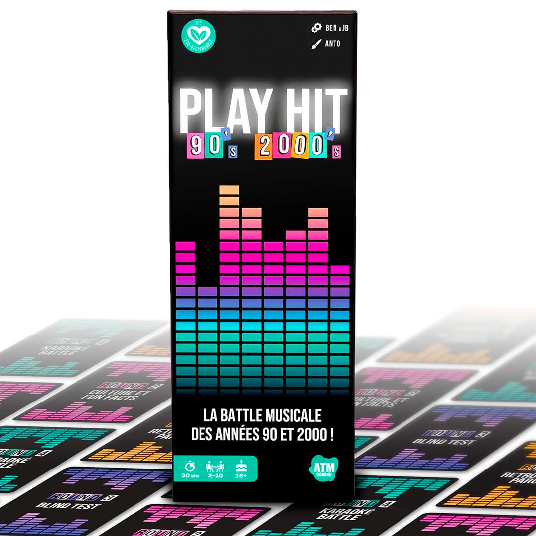 ATM Gaming Play Hit - Jeu de Socit - Quiz Musiques des Annes 90 et 2000 - Parfait pour Mettre l'ambiance - Jeu de Cartes - Jeux de socit Amis et Famille - 2  10 Joueurs