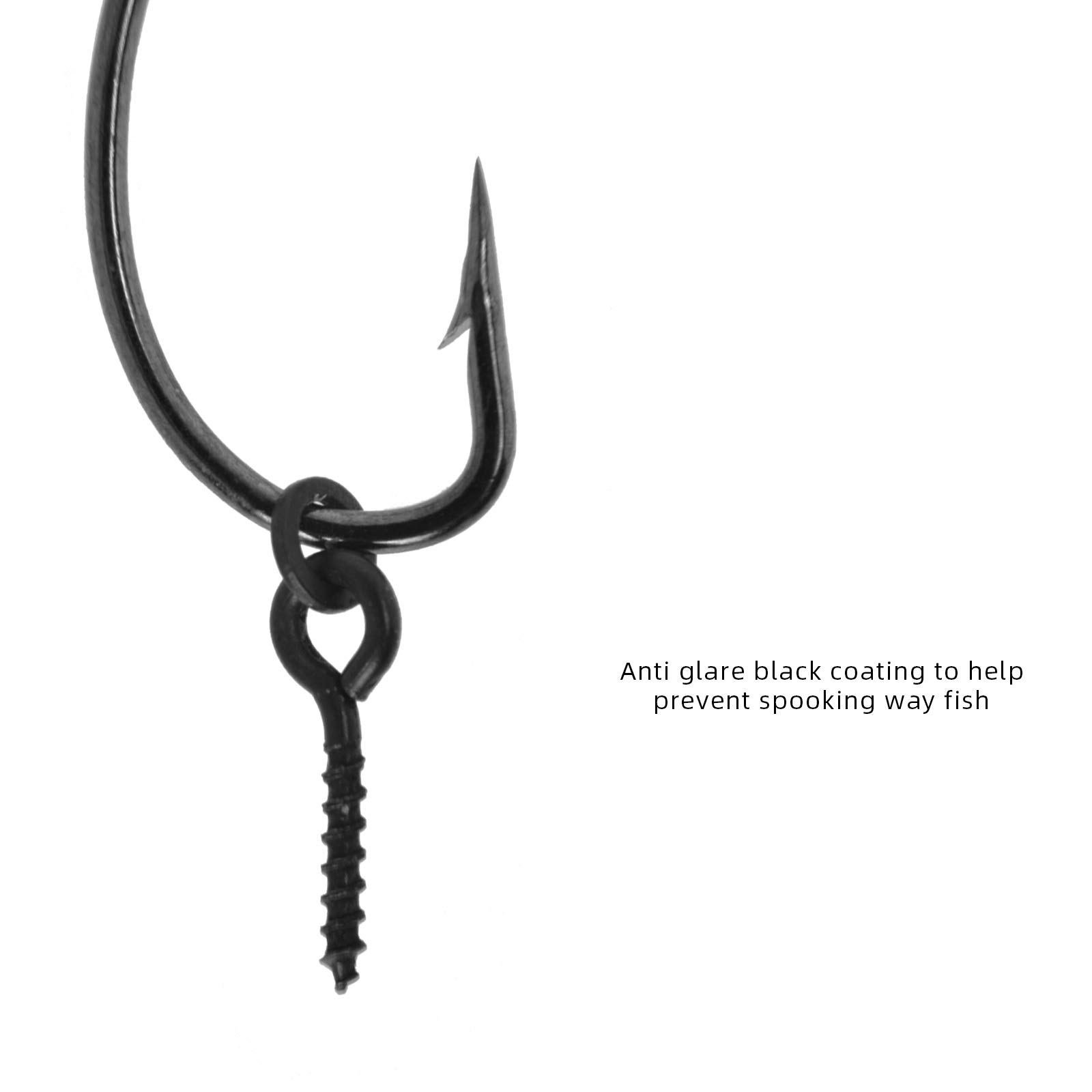 SF Bait Screw With Round Link Loop Swivels for Carp Fishing Terminal Rig Tackle 50Pcs, Matt black-Round Link Loop - Image 3
