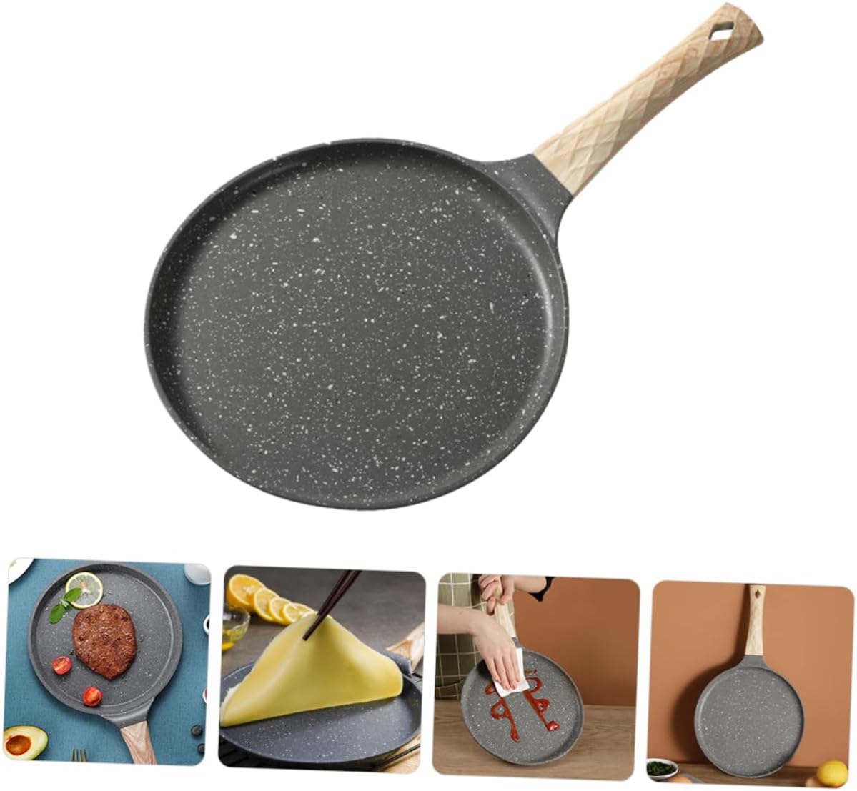 Nonstick Crepe Pan Handle Aluminum Alloy Flat Baking Pan for Tortillas Pancakes and -inch Cooking Skillet for Easy Breakfast and Meal Prep