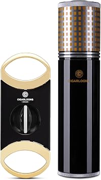 Portable Air Tight Travel Cigar Tube Humidor and Stainless Steel V-Cut Cigar Cutter