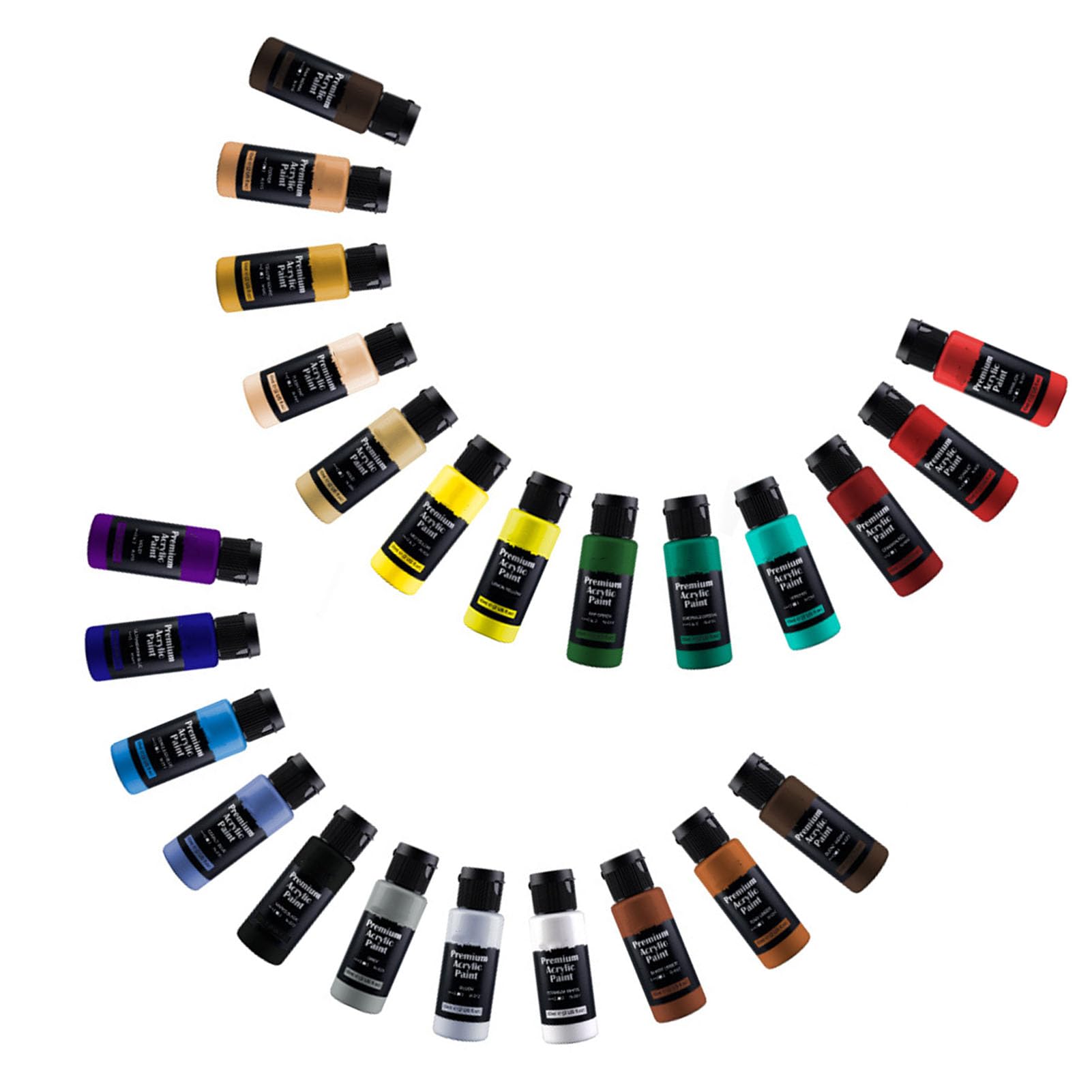Professionelles Aquarellfarben-Set, 24 Flaschen mit flüssigen Aquarellfarben à 60 ml sowie 3 synthetische Pinsel für Erwachsene, Anfänger und Künstler – hochpigmentiertes,