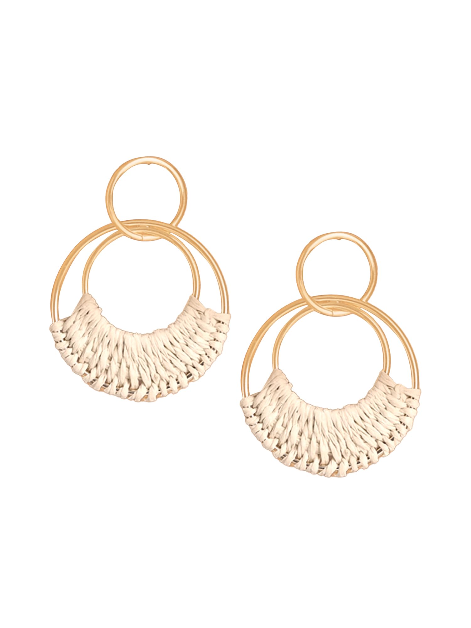 Fashion Gold Plated Circle Shaped Earrings | Western Style Golden Women Earrings