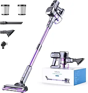 Lubluelu Cordless Vacuum Cleaner, Stick Vacuum Cordless Rechargeable with Lightweight 235W Brushless Motor, Self-Standing and Handheld Design for Carpet, Hard Floor and Pet Hair (Purple)