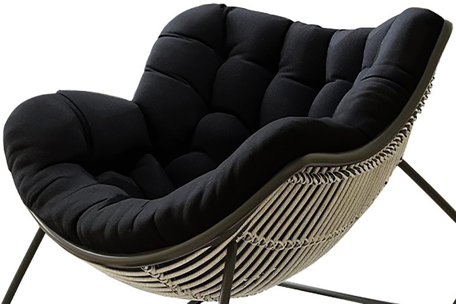 Coussin de Chaise à Bascule Intérieur Extérieur – Épais et Doux for Fauteuils Papasan, Œuf, Rotin et Wicker – Coussin de Siège for Véranda, Jardin, Patio, Salon (Coussin Seul)(Noir)