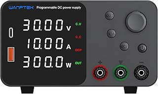 CIADAZ Fonte de alimentação CC variável 30V 10A Fonte de alimentação de bancada com display de LED de 4 dígitos Fonte de alimentação comutável ajustável com botão de ajuste do codificador Botão de