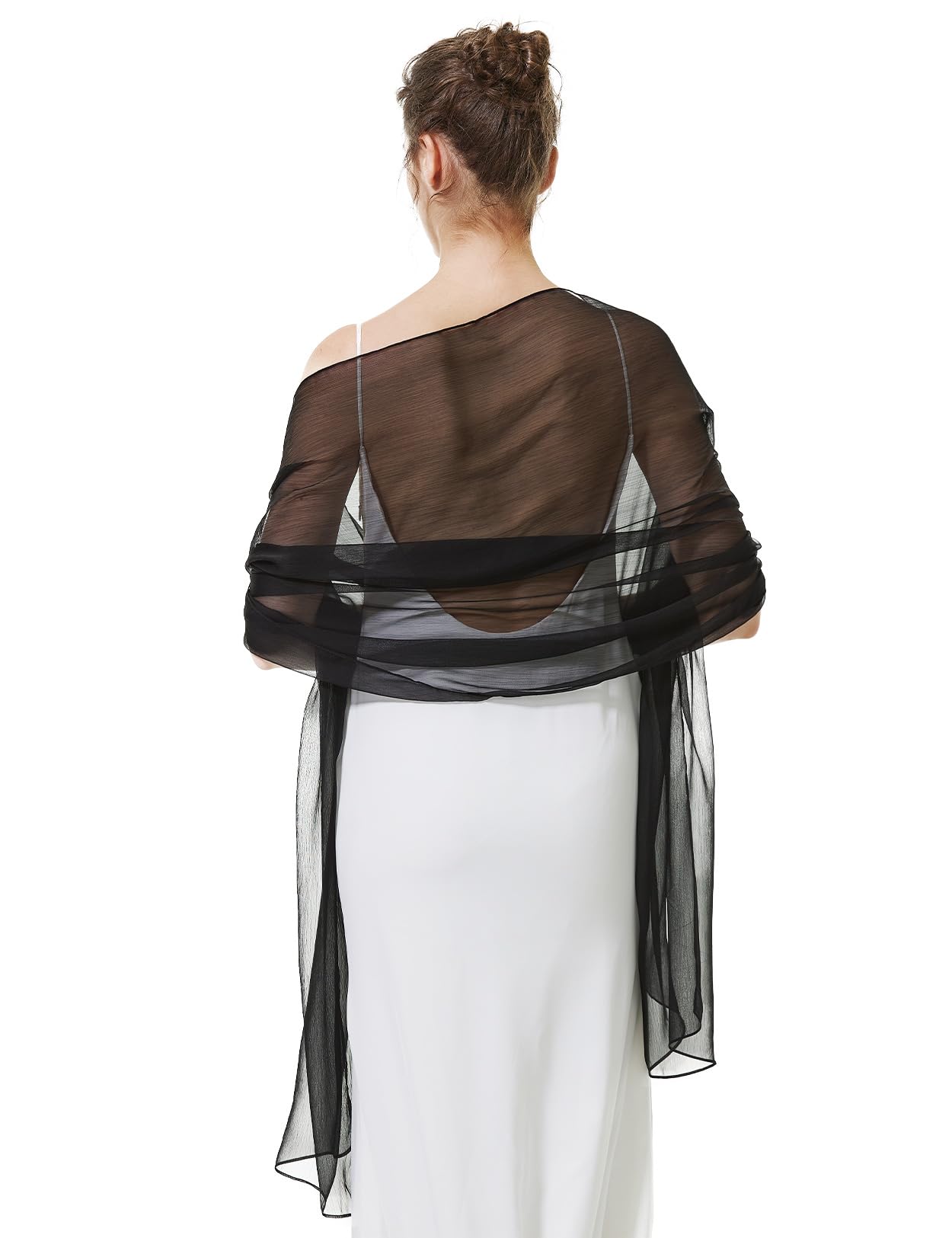 BEAUTELICATE Étole Châle En Crêpe de Femme Mariage Soirée Mariée Demoiselle d’honneur Élégant Texture Foulard Écharpe Légère Transparente D’été Automne