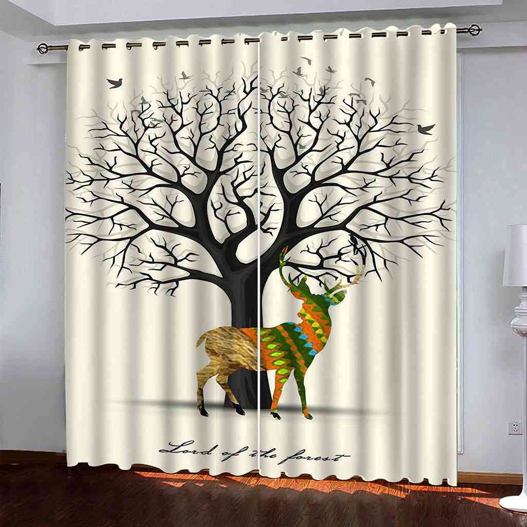 Rideaux occultants enfant 3D fauve 264x242 cm pour chambre
