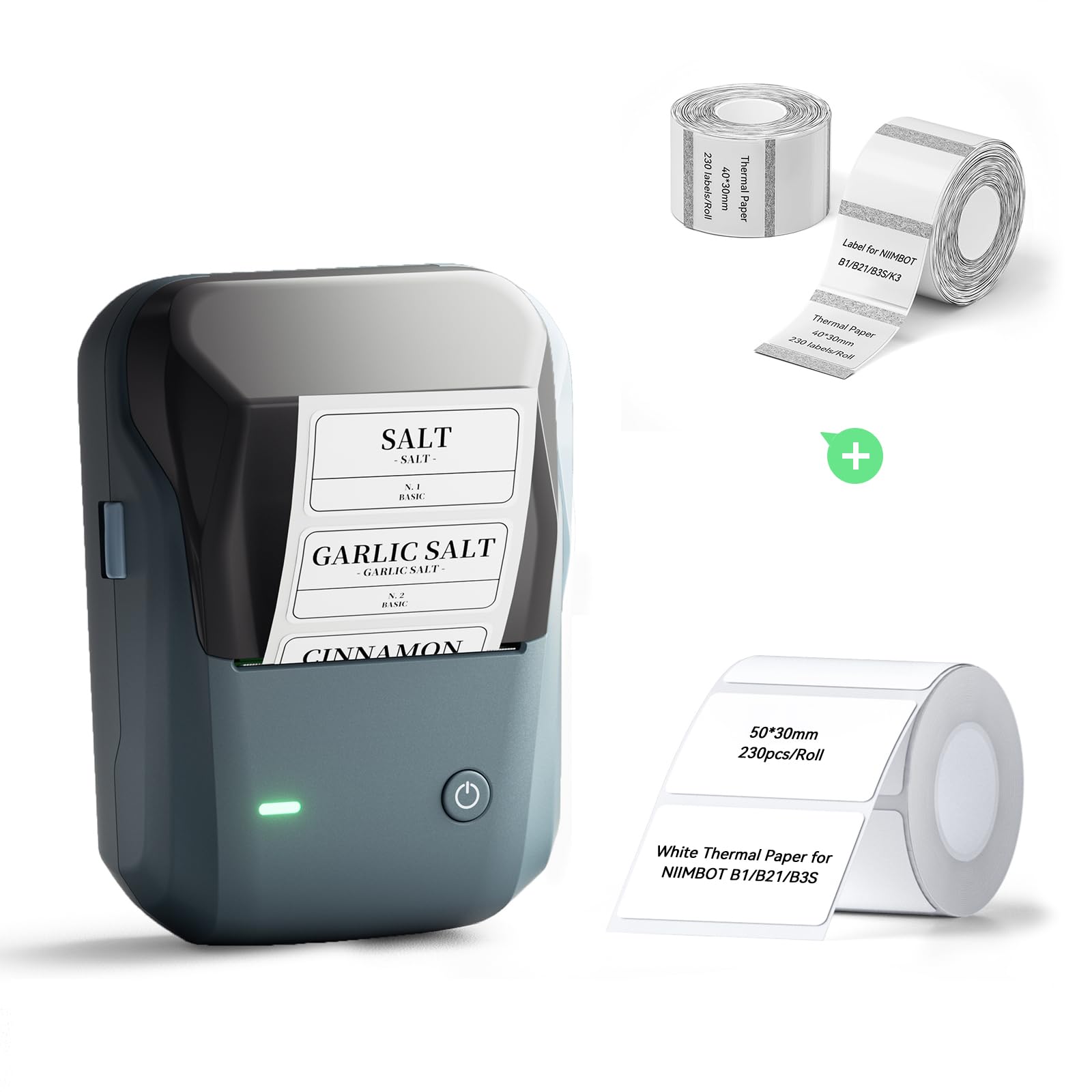 NIIMBOT B1 Label Maker,2 Inch Bluetooth Thermal Label Printer, Automatic Label Identification, Easy to Use for Home Office and Business, Label Maker Machine with Tape, Support Phones & PC