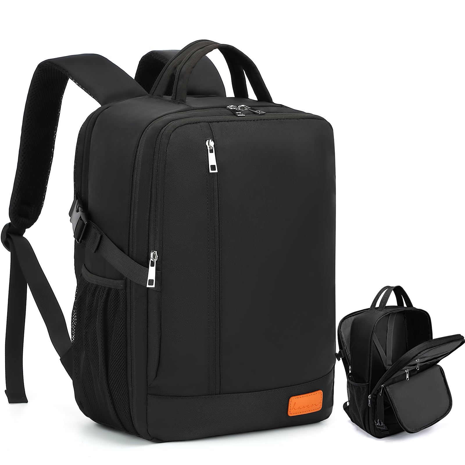 Lossga Handgepäck Rucksack 40x30x20 für Ryanair Flugzeug Reiserucksack 14 Zoll Laptop Travel Backpack für Wizz Air Unter Sitzplatz Cabin Bag Herren Damen Teenager, Schwarz