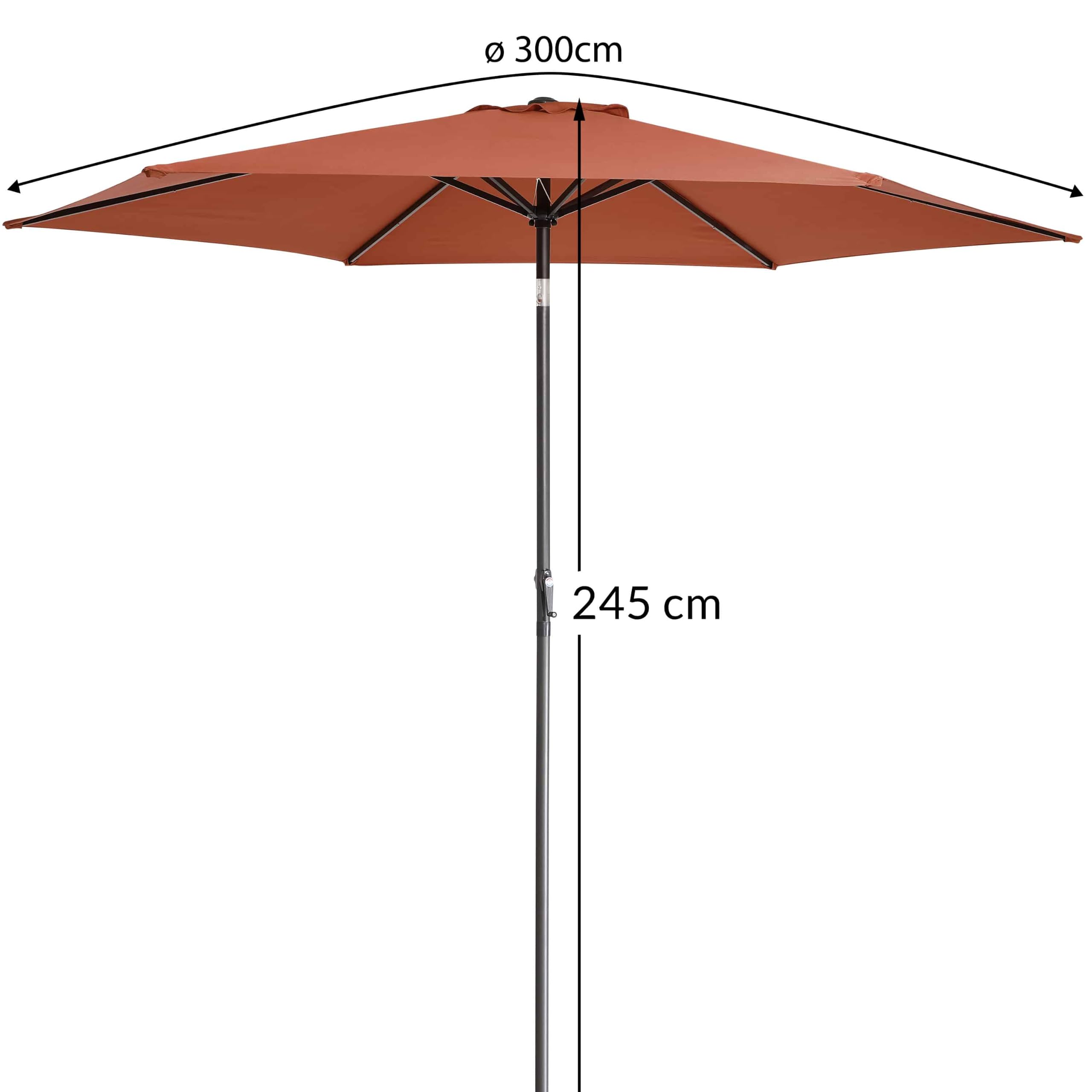 Kingsleeve® Sombrilla de Jardin, Parasol 300cm Grande Protección UV 80+ Manivela Inclinable Orientable, Aluminio Balcón Terraza Sombrillas para Patio Piscina Parasoles Mercado Terracota