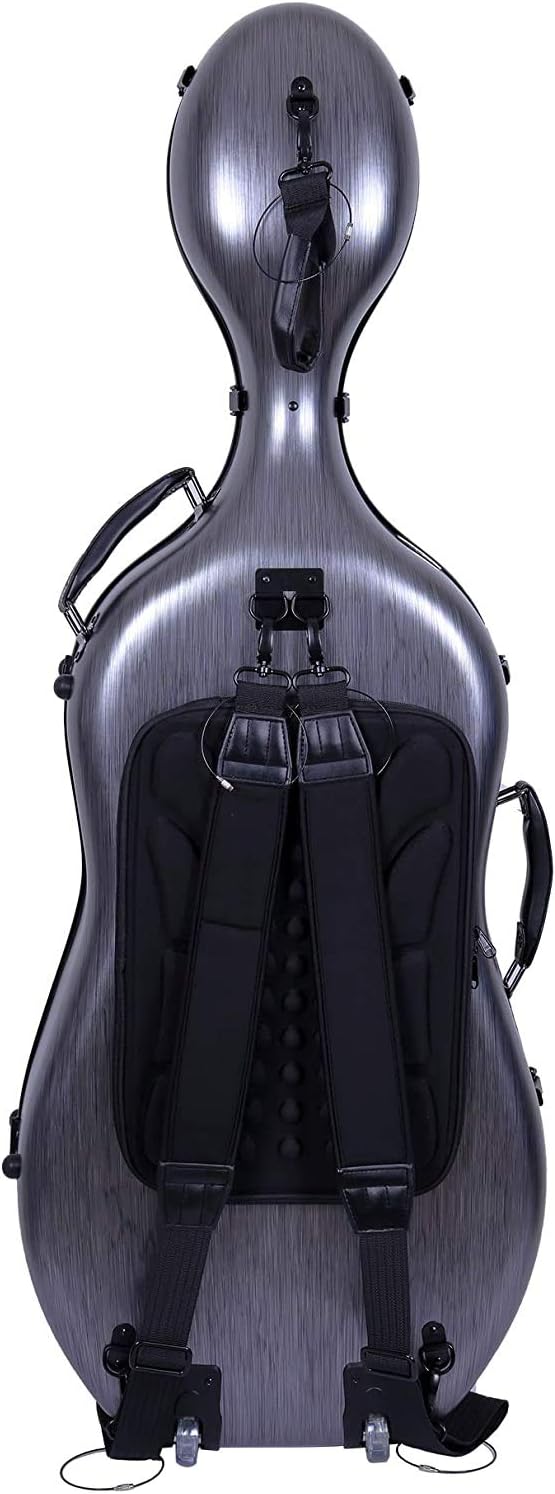 Crossrock Poly Carbon Composite Case fits for 1/2 Size Cello with Backpack and Wheels in Black(CRF102CEHBKHT) (CRF1020CEHBKHT)